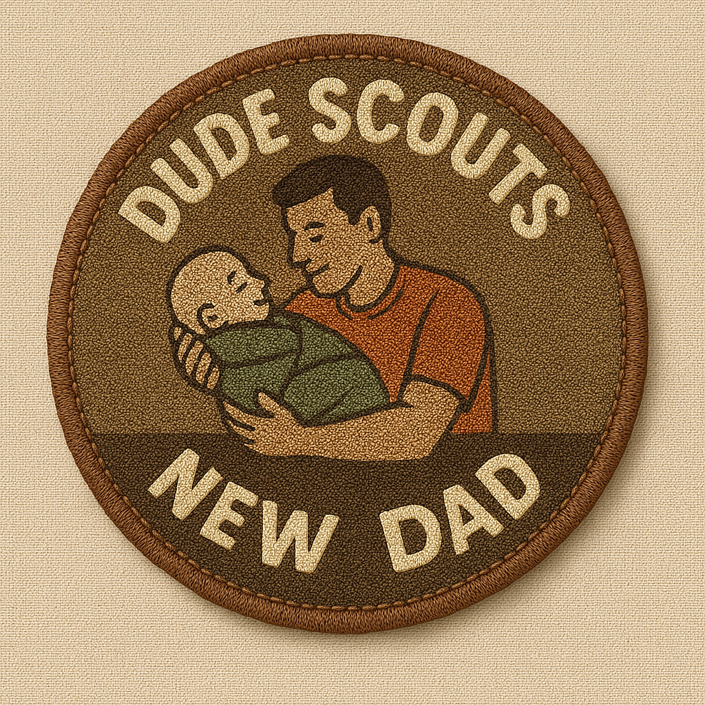Proud new father holding a baby with tears of joy.