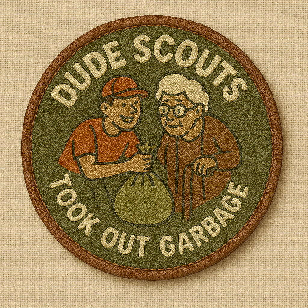 Young person helping an elderly neighbor with garbage cans.